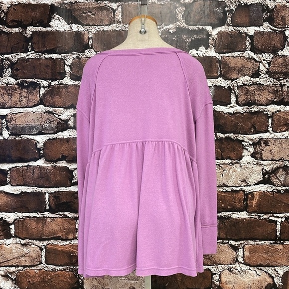 Free People Blouse Womens Small Purple Long Sleeve Oversize - Picture 11 of 16
